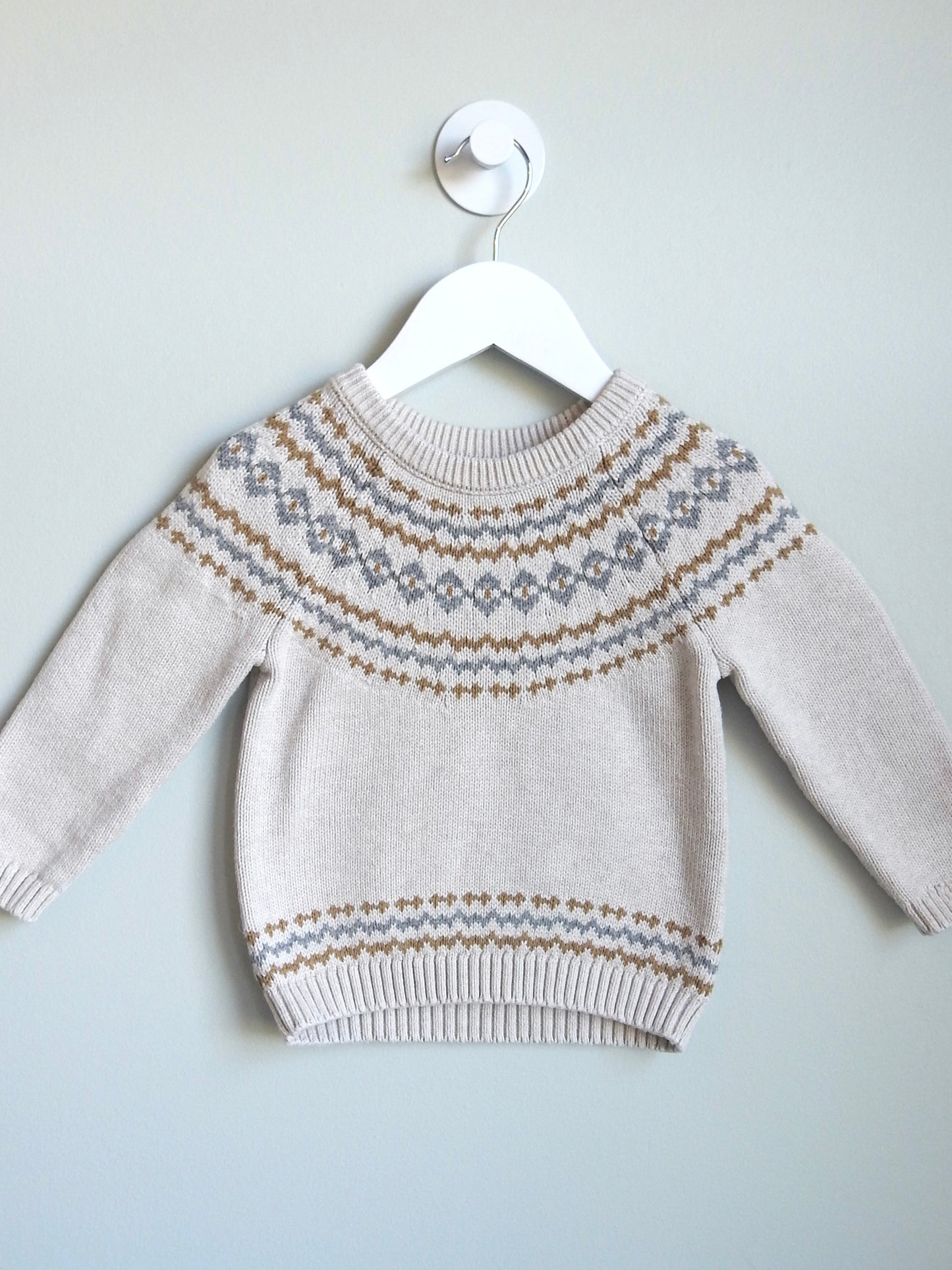 Little Planet by Carter’s Neutral Fair Isle Sweater 2Y