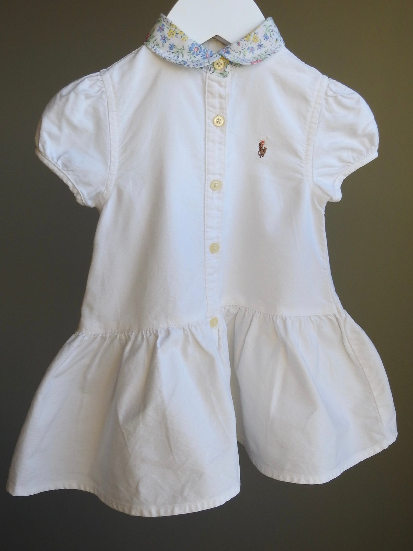Vintage 90s/00s Ralph Lauren White Floral Short Sleeve Dress 12M