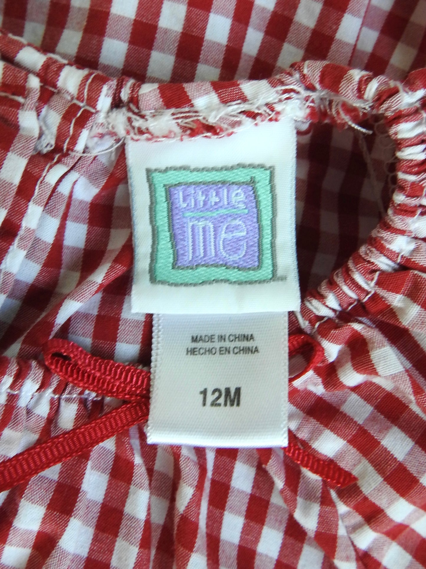 Vintage 90s/00s Little Me Red White Gingham Romper 12M