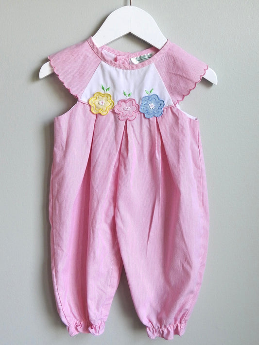 Vintage 80s/90s Mothercare Pink Floral Romper 6-9M