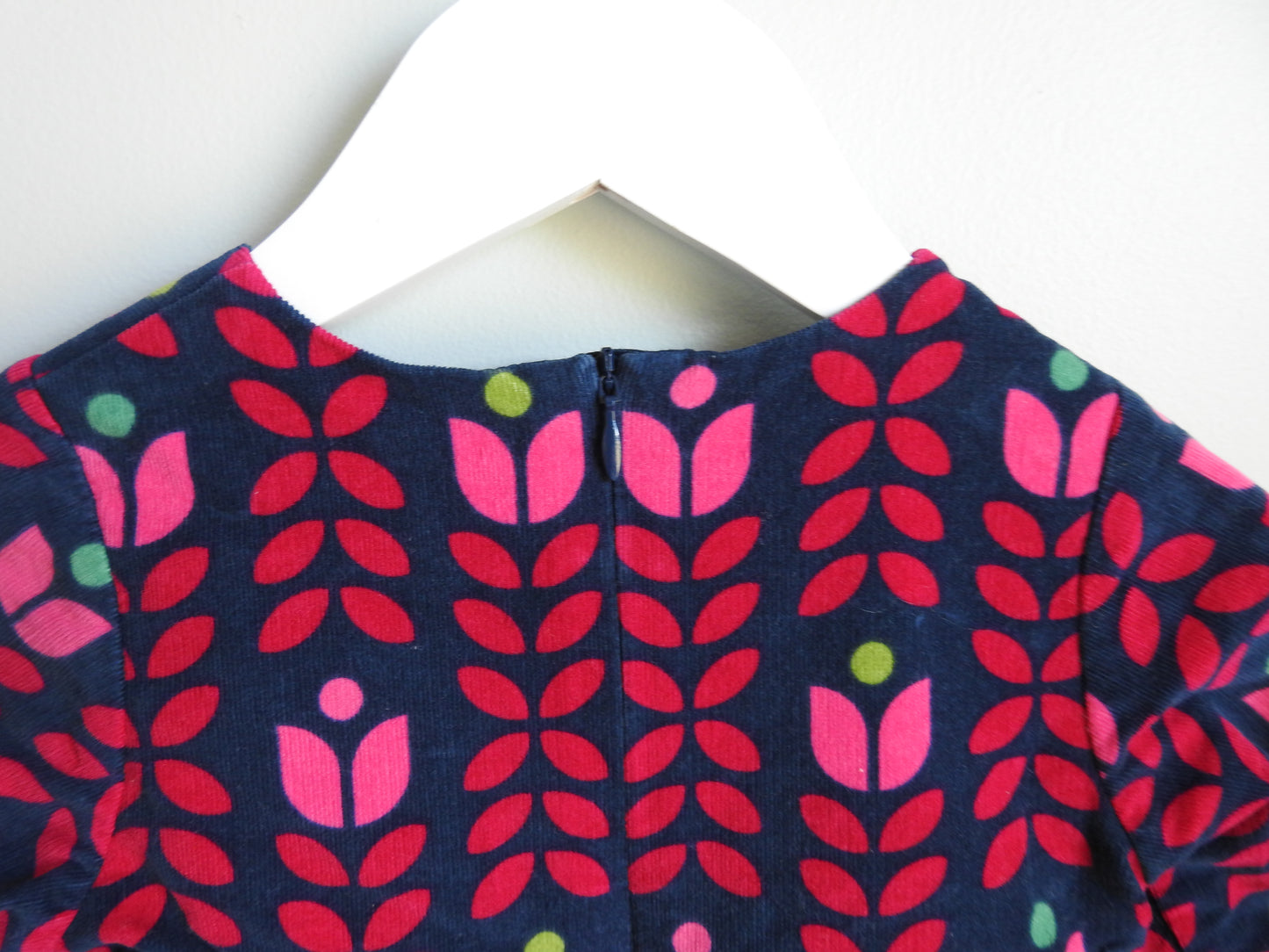 Jacadi Multicolor Pink Navy Floral Corduroy Dress 18M