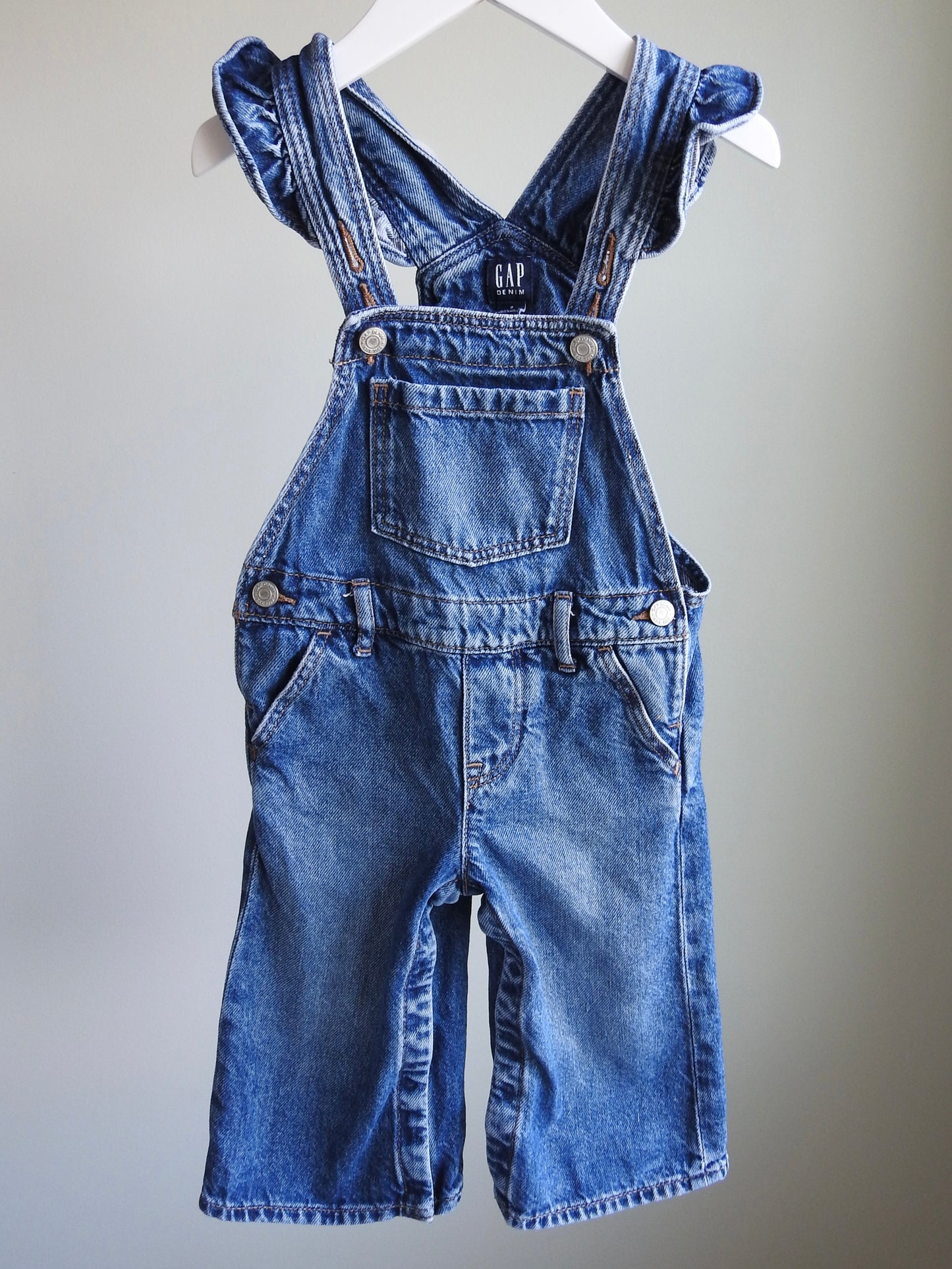 Baby Gap Denim Ruffle Detail Long Overalls 2Y