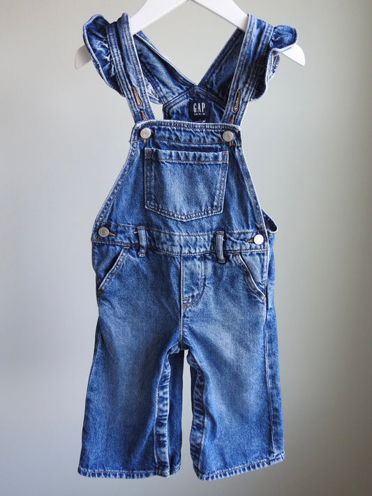 Baby Gap Denim Ruffle Detail Long Overalls 2Y