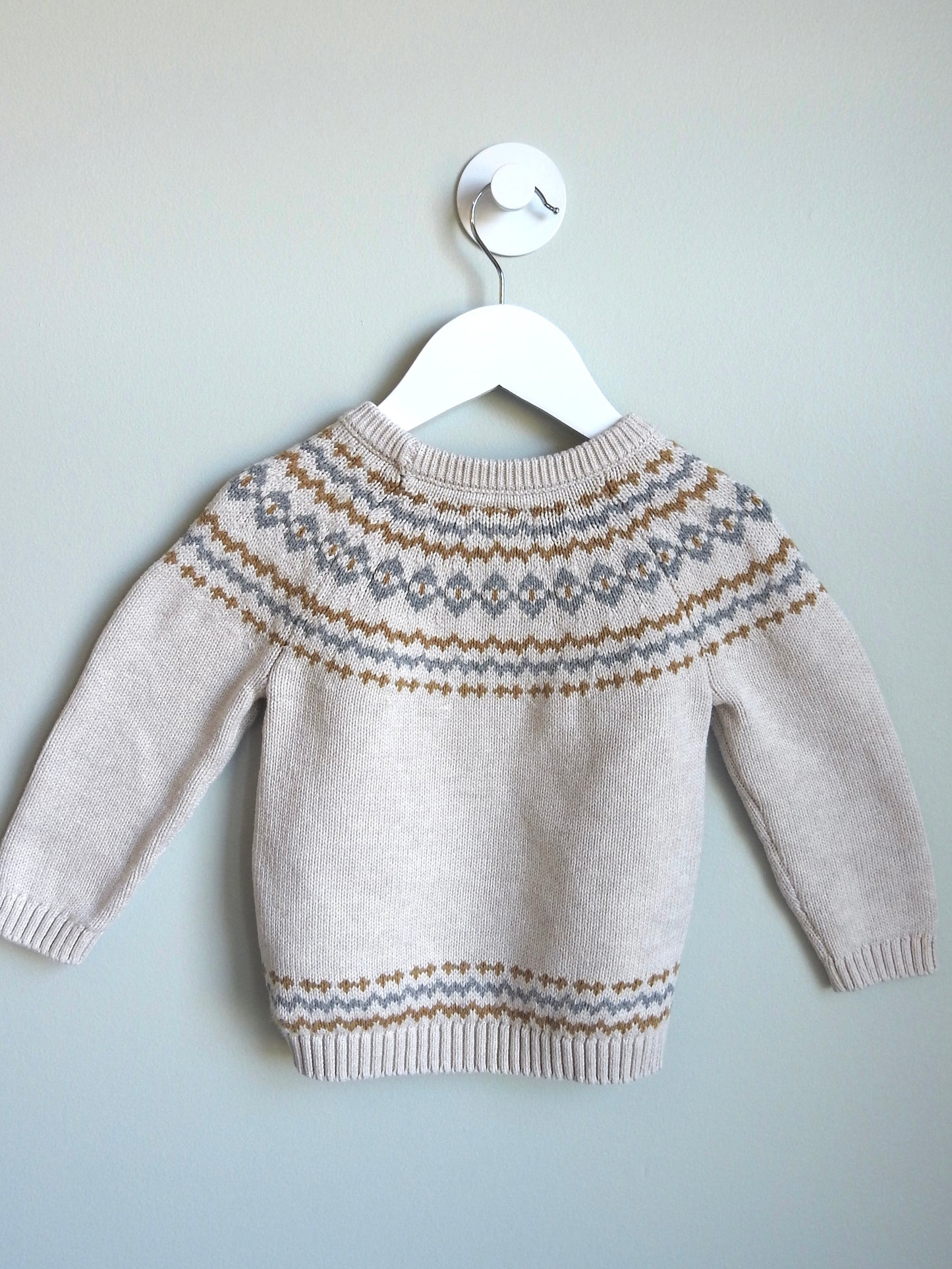 Little Planet by Carter’s Neutral Fair Isle Sweater 2Y