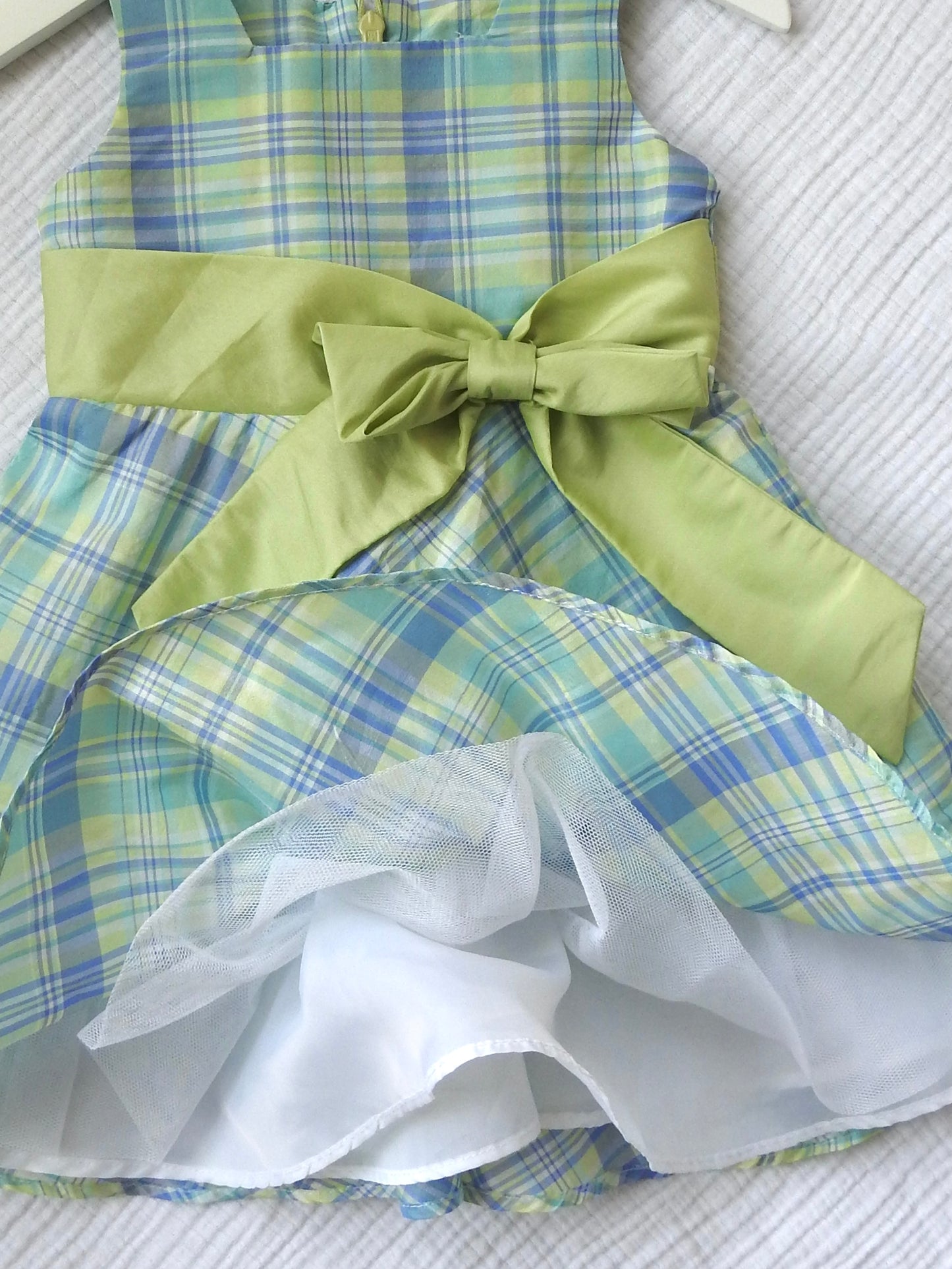 Vintage 90s/00s Perfectly Dressed Blue Green Plaid Dress 12M