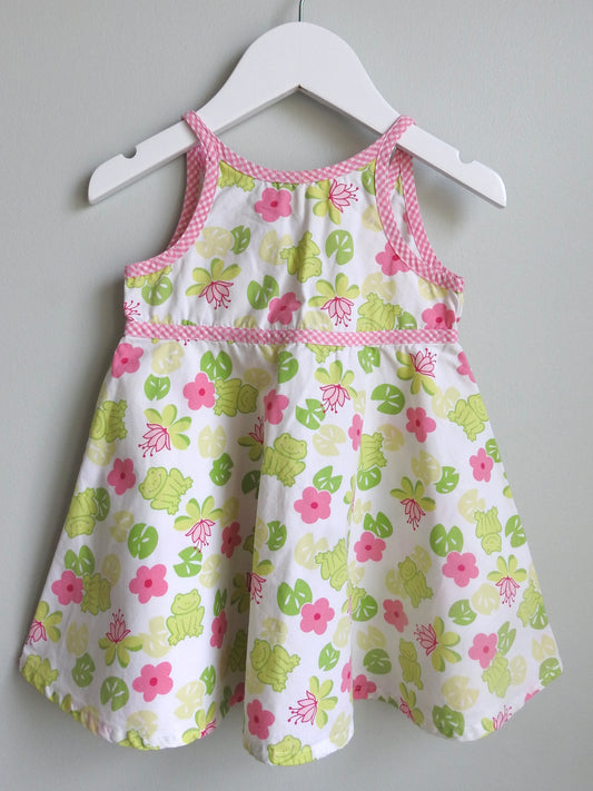 Vintage 2002 Gymboree Pink and Green Frog Dress 12-18M