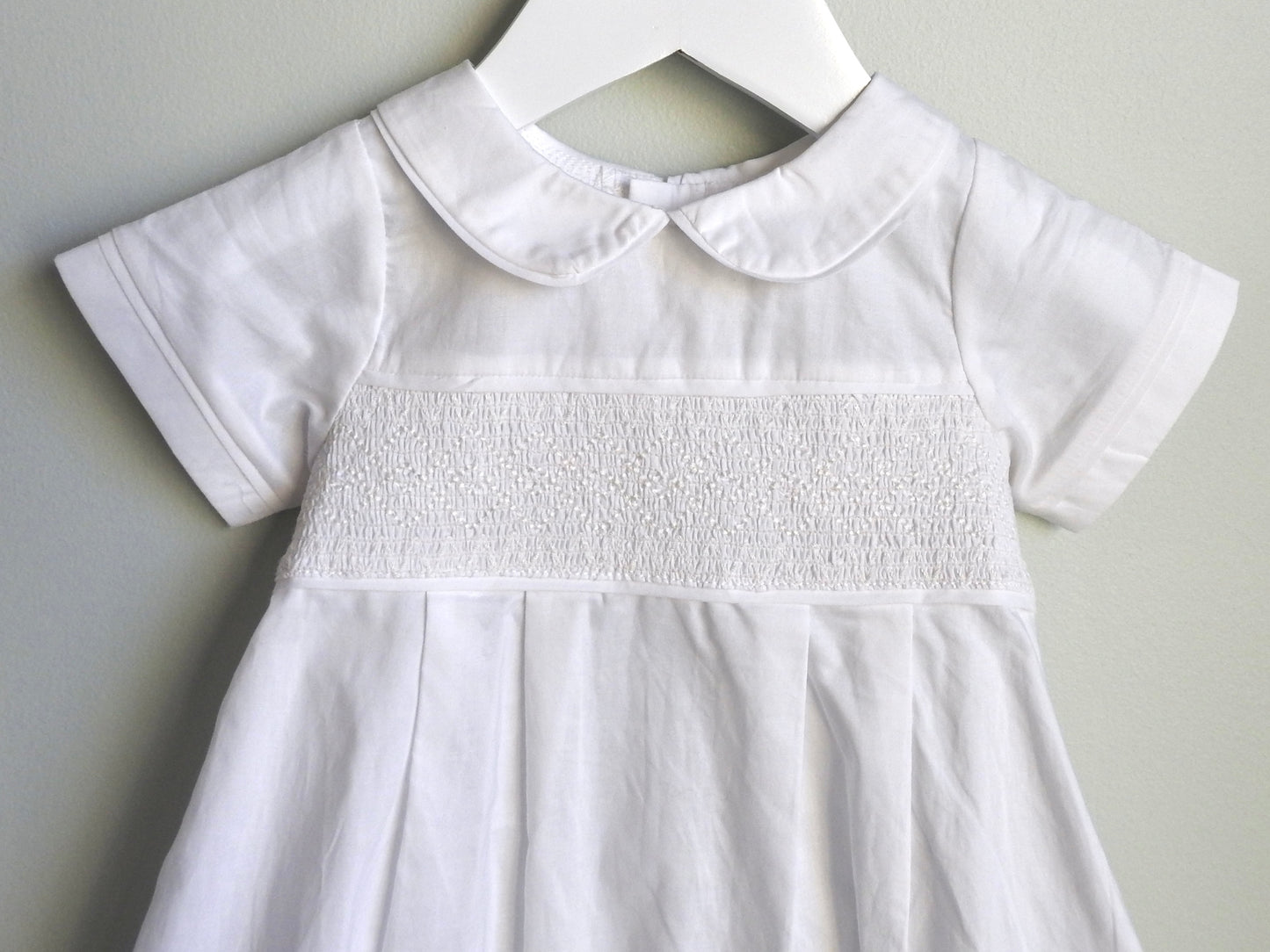 NWT Mud Pie White Smocked Christening Gown 0-6M