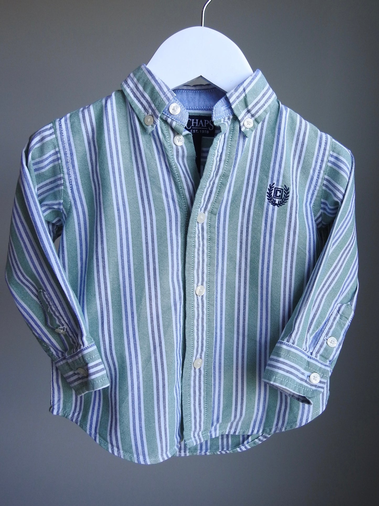Chaps Green Button Down Shirt 18M