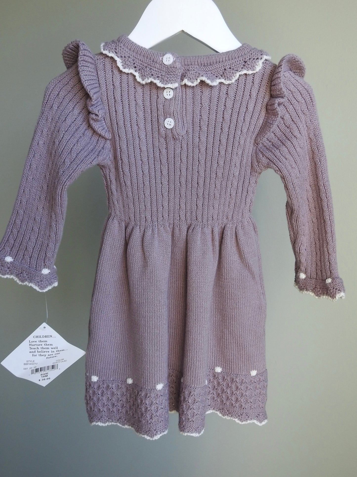 NWT Blueberi Boulevard Mauve Long Sleeve Knit Sweater Dress 18M