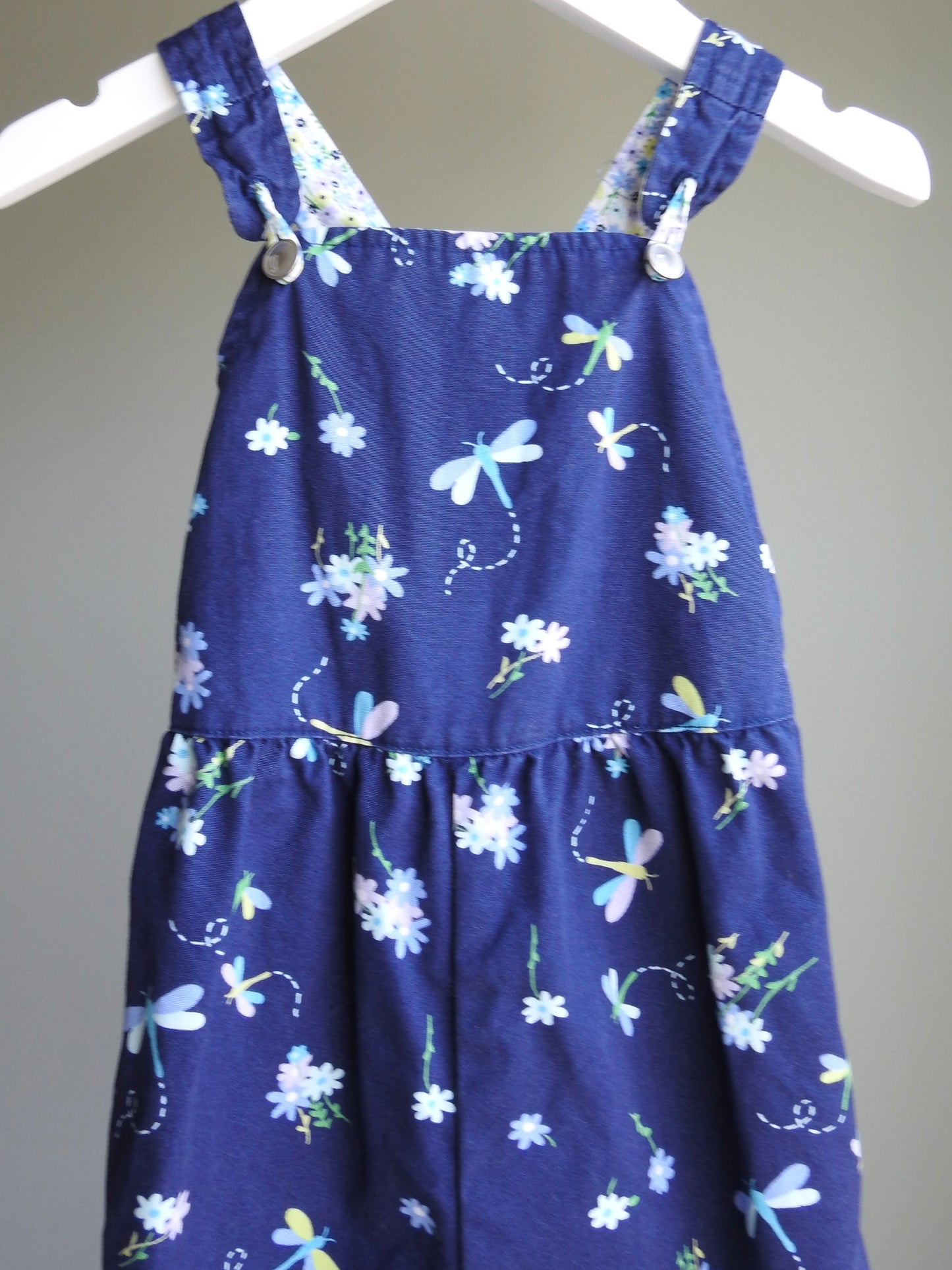 Vintage 2001 Gymboree Navy Floral Overalls 18-24M