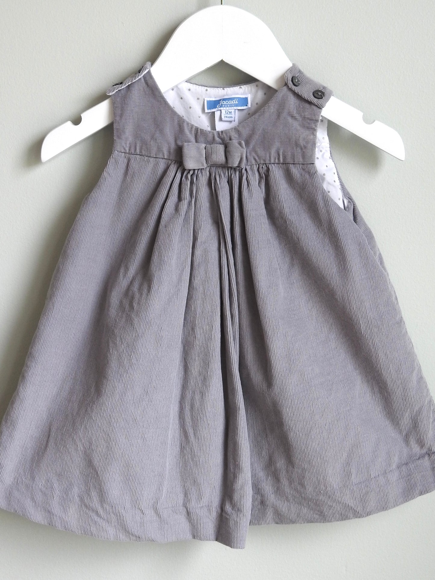 Jacadi Gray Corduroy Dress 12M