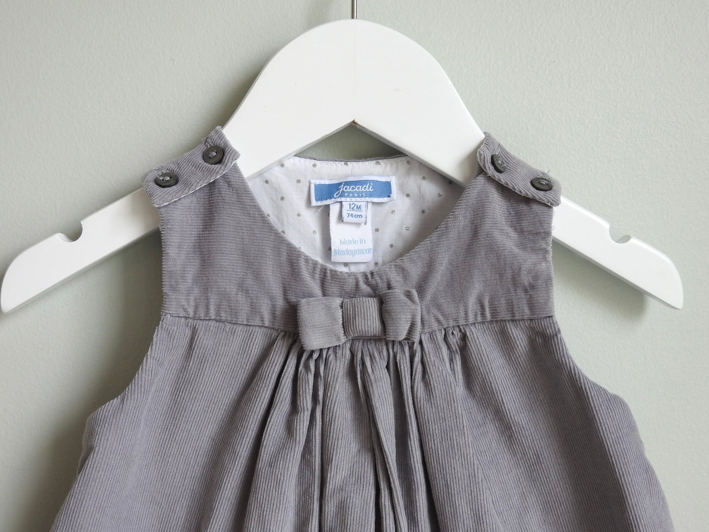 Jacadi Gray Corduroy Dress 12M